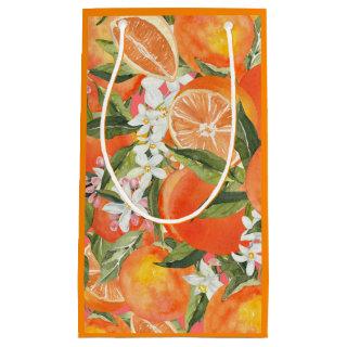 Watercolor grapefruit citrus modern tropical  small gift bag