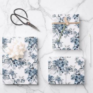 Watercolor Gray and Blue Floral Pattern Holiday  Sheets
