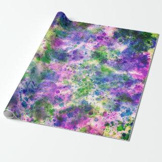 Watercolor Green Purple Blue Paint Splash Abstract
