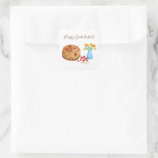 Watercolor Happy Greek Easter Eggs Square Sticker