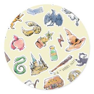 Watercolor Harry Potter Icons Classic Round Sticker