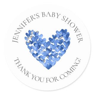 Watercolor Hearts Baby Shower Favor Sticker