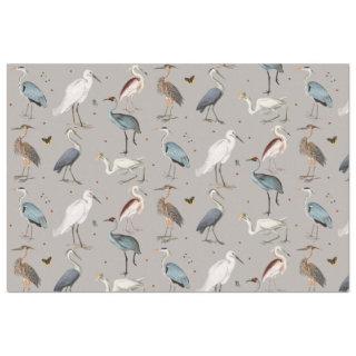 Watercolor Heron Bird Egret Nature Pattern Tissue Paper