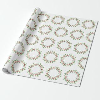 Watercolor Holly Wreath Pattern