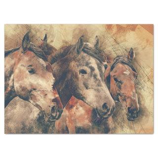 Watercolor Horses Decoupage Tissue Paper
