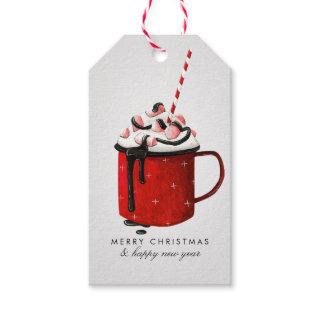 Watercolor Hot Chocolate Custom Message Christmas Gift Tags