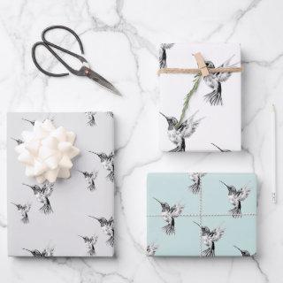 Watercolor Hummingbird Black and White  Sheets
