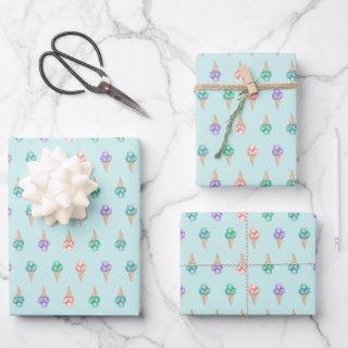 Watercolor Ice cream on teal Fun Summer  Sheets