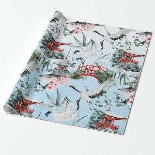 Watercolor Japanese Herons