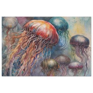 Watercolor Jellyfish Tropical Decoupage Paper