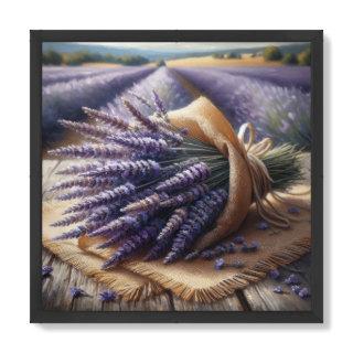 Watercolor lavender bouquet wrapping burlap rope framed art