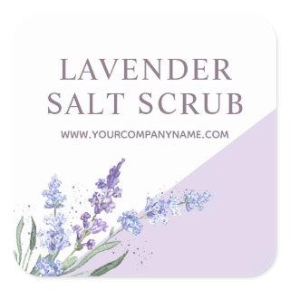 Watercolor Lavender Salt Scrub Floral Square Sticker