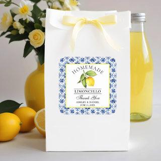 Watercolor Lemon Blue Tile Limoncello Thanks Square Sticker