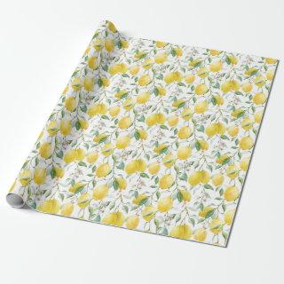 Watercolor Lemon Bouquet Summer Pattern