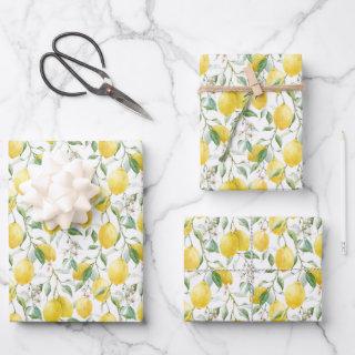 Watercolor Lemon Bouquet Summer Pattern  Sheets