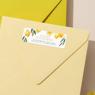 Watercolor Lemon Name & Return Address Label