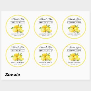 Watercolor Lemons Wedding Limoncello Classic Round Sticker