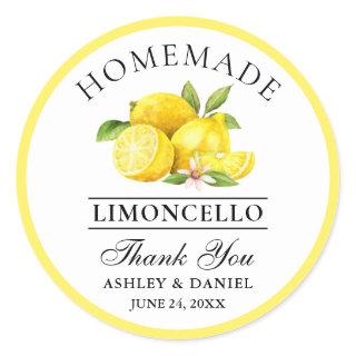 Watercolor Lemons Wedding Thanks Limoncello Classic Round Sticker