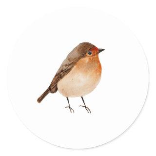 Watercolor Little Bird | Robin Minimalist Classic Round Sticker