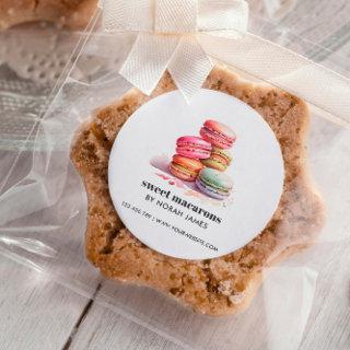 Watercolor Macarons Sweet Cake WEBSITE Square Sticker