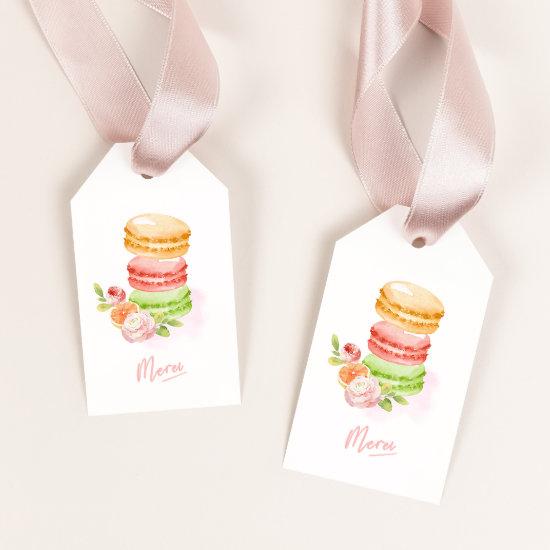 Watercolor Macaroons Baby Shower Gift Tags