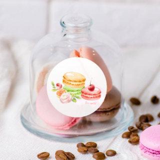 Watercolor Macaroons With Cherry  Classic Round Sticker