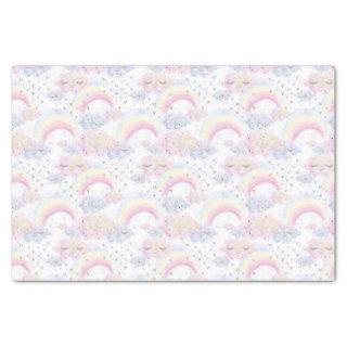 Watercolor Magical Rainbows and Clouds Glitter Tissue Paper