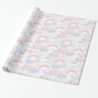 Watercolor Magical Rainbows and Clouds Glitter