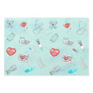 Watercolor Medical Doctor Nurse Themed   Sheets