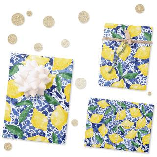 Watercolor Mediterranean Tile Lemon Pattern Citrus  Sheets