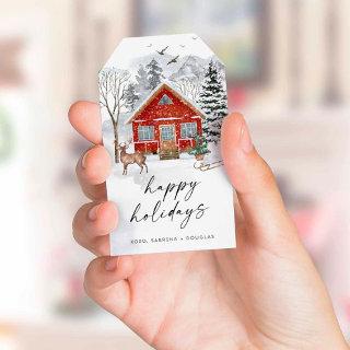 Watercolor Minimalist Christmas Favor Gift Tag