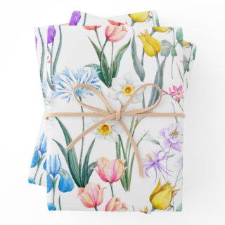 Watercolor Mixed Spring Flowers - Tulips, Daffodil  Sheets