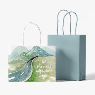 Watercolor Nature Let's The Next Adventure Begin Large Gift Bag