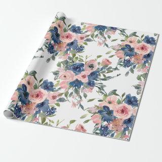 Watercolor Navy and Blush Floral
