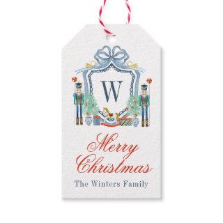 Watercolor Nutcracker Monogram Crest Christmas Gift Tags