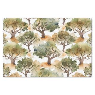 Watercolor Oak Trees Tissue Paper