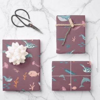 Watercolor Ocean Sea Animals Blush Pink Pattern  Sheets