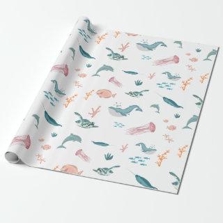 Watercolor Ocean Sea Animals Pattern