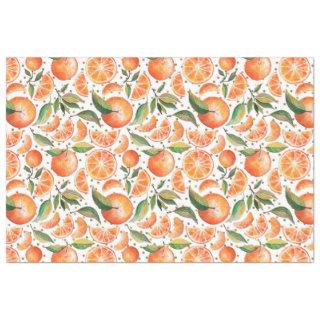 Watercolor Orange Citrus Botanical Pattern  Tissue Paper