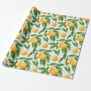 Watercolor oranges or tangerines pattern