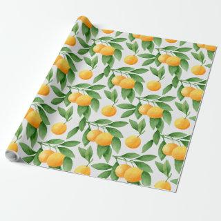 Watercolor oranges or tangerines pattern