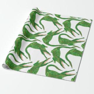 watercolor painting seamless pattern with crocodil