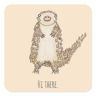 Watercolor Pangolin Illustration Square Sticker
