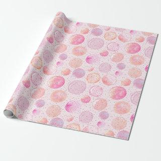 Watercolor Pastel Pink Peach Bubble Glitter Dots