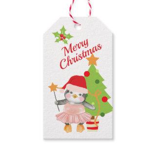 Watercolor Penguin Ballerina Christmas  Gift Tags