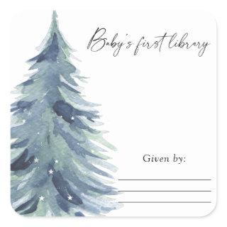 Watercolor pine tree - Baby Shower bookplate