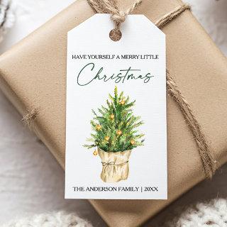 Watercolor Pine Tree Calligraphy Ink Script  Gift Tags