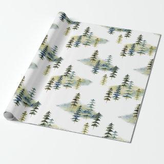 Watercolor Pine Tree Forest