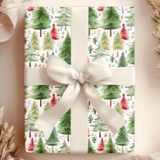 Watercolor Pine Trees Holiday  Roll