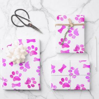 Watercolor Pink Paw Prints  Sheets